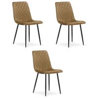 set de 3 silla de comedor terciopelo valora turin asiento de terciopelo marron