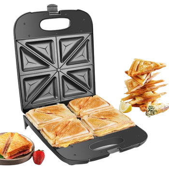 Aigostar Dylan - Sandwichera XXL para 4 Sándwiches, 1400W, Recubrimiento Antiadherente. Almacenamiento Vertical. Libre de BPA