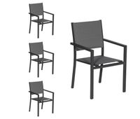 juego de 4 sillas tapizadas de aluminio antracita - textileno gris