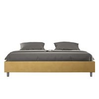 cama con almacenaje acolchada sin cabecero 180x210 microfibra ocre azelia