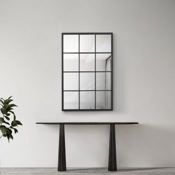 Espejo Cuadriculado De Pared Cupello Con 12 Piezas Cuadradas Mdf 90 X 60 Cm - Negro Mate [en.casa]
