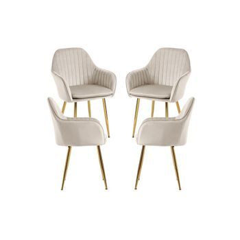 Pack 4 Sillas Chic Golden De Terciopelo 87*56*44 Cm - Beige