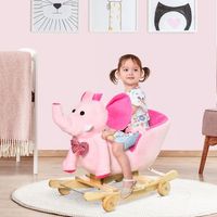 caballito balancin con ruedas para bebes de 18 meses rosa homcom