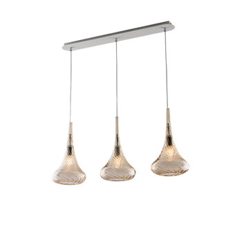 Pista De Hierro Nemesis Con Vidrio Pyrex Ámbar 3 Luces L.75 X 10 Bl280-bin3-am