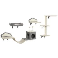 pawhut set de rascador montado en pared superficies de sisal 4 piezas para 1-3 gatos beige