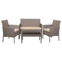 set mesa sofa y 2 sillones color gris