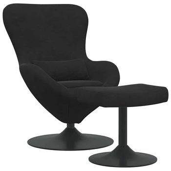 Silla Huevo Con Puff Negro Terciopelo Vidaxl
