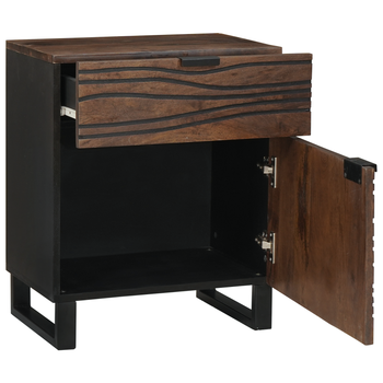 Mesita De Noche | Mesilla De Noche | Cabinete De Noche 50x33x60 Cm Madera Maciza Nogal Cfw13647