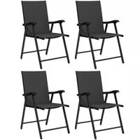 outsunny sillas plegables jardin conjunto de 4 sillas con respaldo alto y reposabrazos para terraza playa 58x62x97 cm negro   aosom espana