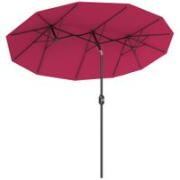 outsunny sombrilla doble para jardin 295x152x222 cm on inclinacion de 45 y manivela manual para terraza balcon piscina rojo   aosom espana