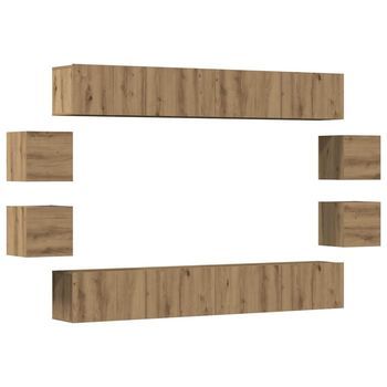 Mueble Para Tv De Pared Madera Contrachapada Artesanal 8 Piezas Vidaxl