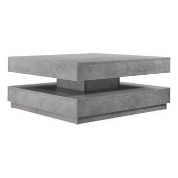 Mesa De Centro Florenz Con Tablero Giratorio 76x76x38 Cm - Efecto Hormigón [en.casa]