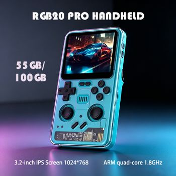 Consola de Videojuegos Retro RGB20 Pro con Pantalla IPS de 3.2 Pulgadas 1024*768, ARM Quad-Core 1.8GHz, 100GB RK3566, Linux de Código Abierto