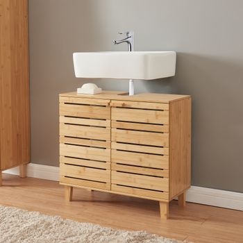 Mueble Bajo Lavabo Epind 60x66x30 Cm Bambú - Natural [en.casa]