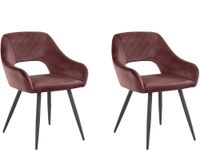 juego de 2 sillas de comedor tapizadas en terciopelo rosa oscuro