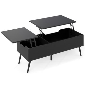 Costway Mesa de Café Elevable Mesa de Centro Moderna con 2 Compartimentos de Almacenamiento Ocultos Mesa Abatible 111 x 48 x 40-53,5 cm
