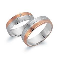 alianzas 18 quilates oro blanco-rojo 3 diamantes
