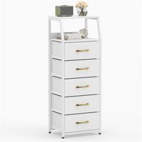 costway cajonera de 5 cajones con marco metalico asa dorada elegante gran capacidad de almacenamiento para dormitorio 405 x 29 x 1105 cm blanco