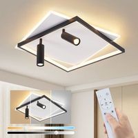 nettlife lampara de techo led para salon lampara de salon regulable 62w con 2 focos de techo negros con mando a distancia