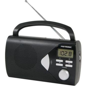Radio portátil Metronic 477205 digital AM FM pantalla LCD negro