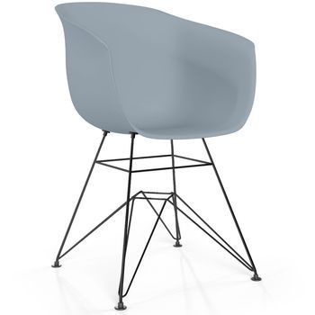 Silla De Comedor - Diseño Escandinavo - Patas Negras - Polin Gris Claro