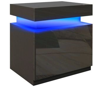 Homcom mesita de noche con luces led de 3 colores mesilla de noche con 2 cajones interruptor con cable y control de app mesa de noche para dormitorio salón negro 45x35x52 cm