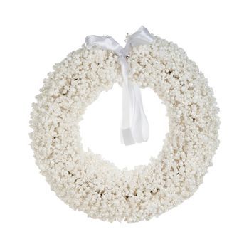 Corona De Navidad De Alambre Metal Material Sintético Con Nieve Artificial 40 Cm Blanco Aresjon