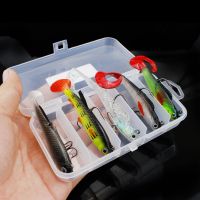 zanlure 5pcs senuelos de pesca de plastico blando simulacion senuelos artificiales con ojos en 3d kit de accesorios de