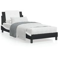 cama individual  cama para adultos  cama con colchon cuero sintetico negro y blanco 90x200 cm cfw89222