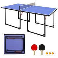 mesa de tenis de mesa - uso interior y exterior - mdf - negro y azul 182x91x762cm