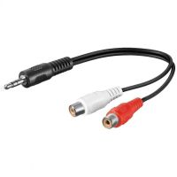 goobay cable de audio 2xrca a jack 35mm hembramacho 25cm negro