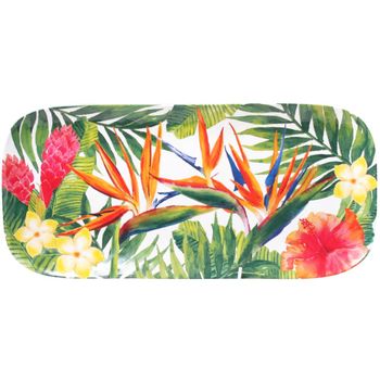 Plato largo de melamina con estampado de flores exóticas 37,5 cm