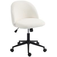 homcom silla de oficina giratoria de borreguito regulable en altura con ruedas espuma de confort crema   aosom espana