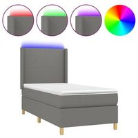 estructura de cama led con cabecero con somier colchon 100x200 cm tela gris oscuro tdl0208435