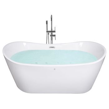Bañera Independiente De Acrílico Blanco Plateado Con Rebosadero 150 Cm Moderno Antigua