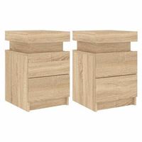 mesitas de noche con luces led 2 uds roble sonoma 35x39x55 cm vidaxl