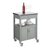 sobuy fkw22-hg carrito de cocina con ruedas camarera con tablero de acero inoxidable 60 x 92 x 44 cm es gris