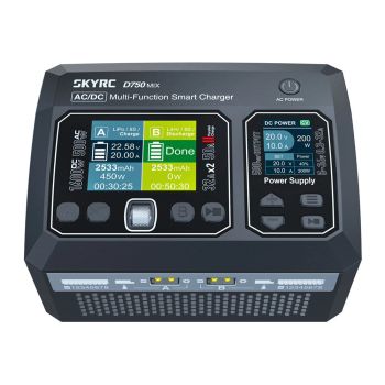 SkyRC D750 MIX Cargador Inteligente Multifuncional 32A 500W AC 1-8S LiPo/LiFe/Li-ion/LiHV 1-20S NiMH/NiCd Carga de Bater