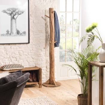 Estantería de 5 niveles de madera de pino reciclada marrón