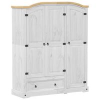 armario 52x1515x186 cm madera maciza de pino con acabado encerado en color miel madera trabajada y metal - blanco