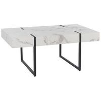 mesa de centro de mdf metal blanco negro 100 x 60 cm patas de metal efecto marmol moderno merced