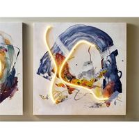 lienzo abstracto 50 al oleo con 2 tiras led  80x3x80 cm