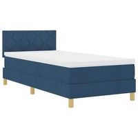 cama box spring led con cojin azul 90 x 190 cm tela vidaxl