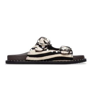 Carmela para mujer. 16305604-CEBRA Sandalias de Piel 163056 blanco (36), Plano, Hebilla, Casual, Animal print