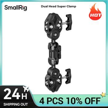 SmallRig-superabrazadera de doble cabezal, capacidad de carga de 2kg para tubos/poste de 14 a 58mm para reflectores de paraguas, micrófono de palos de Selfie
