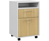 homcom cajonera de escritorio con ruedas cajonera de oficina con cajon compartimento puerta archivador movil para estudio salon 40x35x60 cm natural y blanco