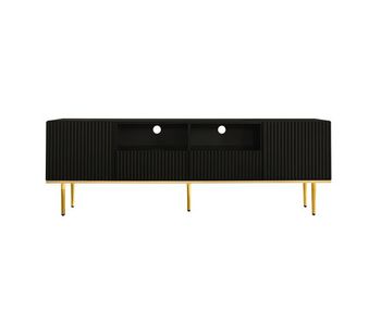 Mueble para tv moderno - con 2 puertas y 2 cajones - patas de metal - negro