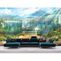 fotomural vinilo lago cisnes 400 x 300 cm