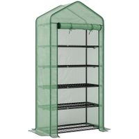 outsunny invernadero resistente de 5 niveles 1 puerta con cremallera anti-uv diseno ensanchado estantes 90x49x193 cm verde   aosom espana