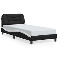 estructura de cama sin colchon hvar cuero sintetico negro y blanco 80x200 cm vidaxl
